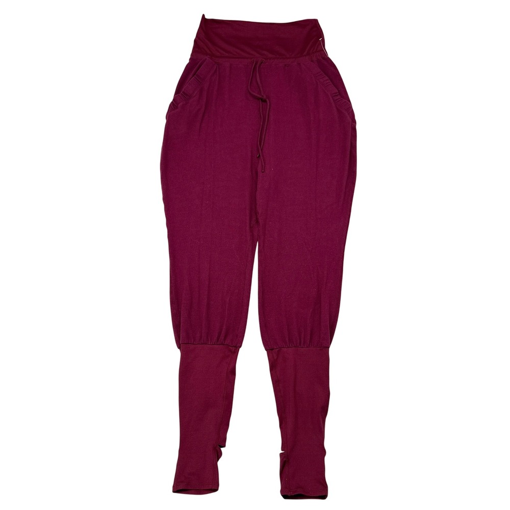 Free People Meditate Me Pants Large Red High Rise Yoga FP Movement Harem